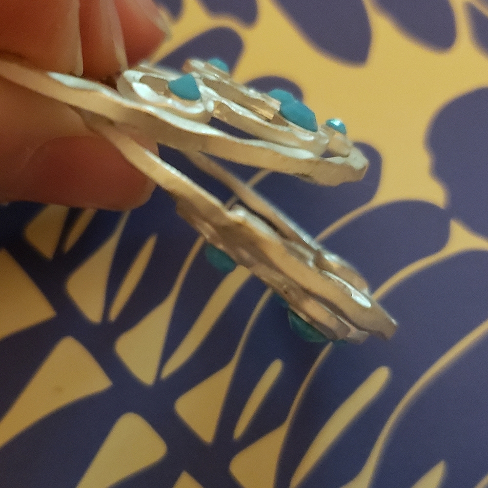 Faux turquoise bubble drop earrings - Picture 2 of 2